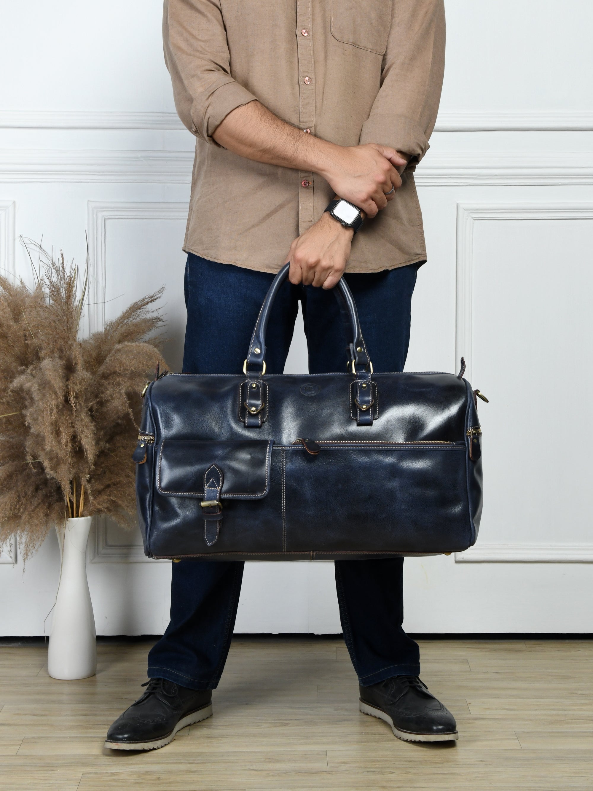 The Odyssey Leather Travel Duffel - Black Colour